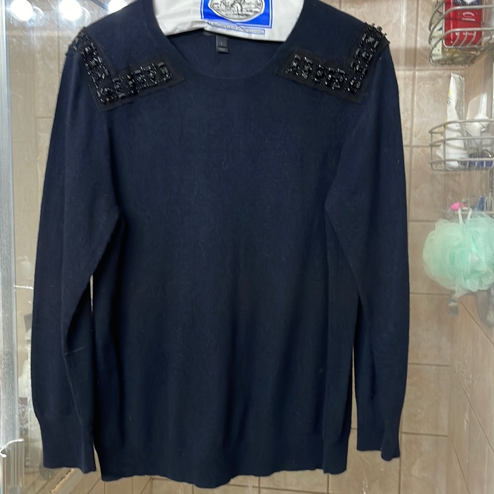 JCREW navy with black accent sweater